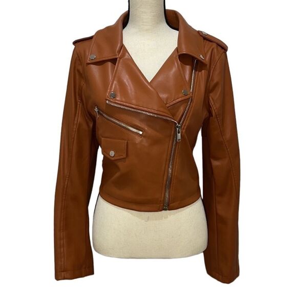 Gabi Fresh X FTF Brown Moto Jacket Size 0X/12 - Picture 1 of 12